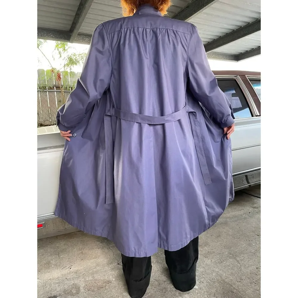 🔥Vintage 80 USA London Fog Bow Tie Neck Fleece Lined Classic Preppy Trench Coat - Picture 3 of 15